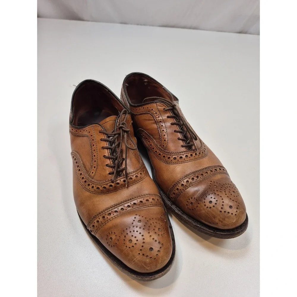 Allen Edmonds Strand Shoes Mens Size 9 D Brown Leather Cap Toe Dress Oxford